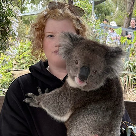 Taylor-Ann holding a Koala