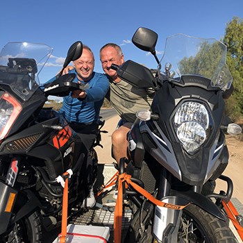 David and a mate on their motorbikes